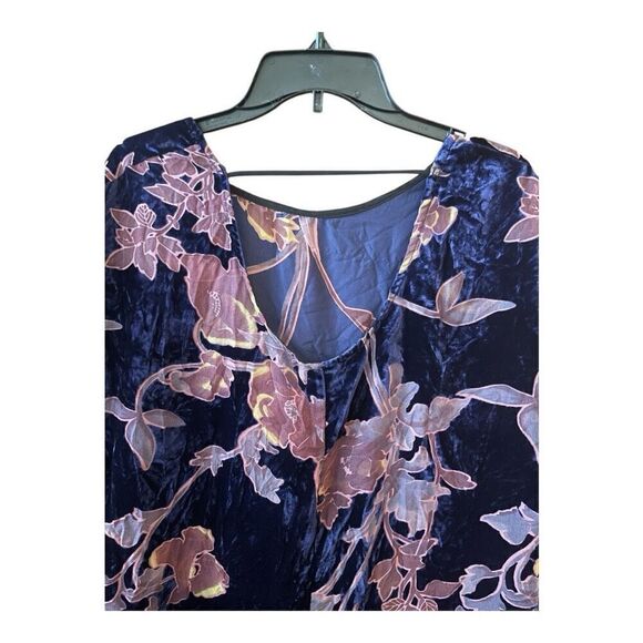 Bobeau Y2K Oversized Purple Burnout Velvet Bohemian Floral Blouse Size Small EUC - Picture 5 of 6